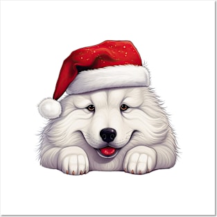 Christmas Peeking Samoyed Dog Posters and Art